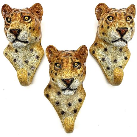 Set of Three Cheetah Wall Hooks