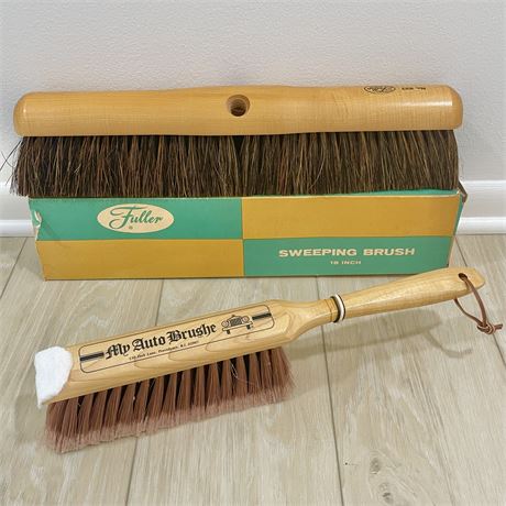 New 'My Auto Brushe' Hand Broom and 'Fuller' 18" Sweeping Brush w/ Orig. Box