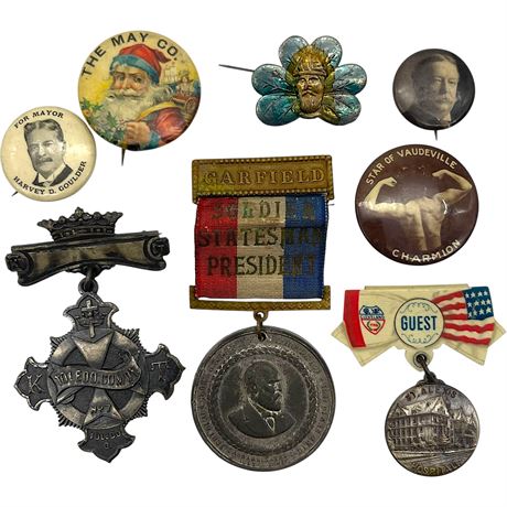 Vtg Collectable Pins - Political & Others