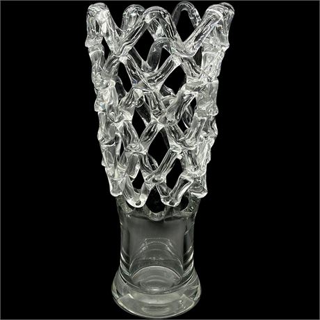 Large Murano Hand Blown Lattice Web Art Glass Vase