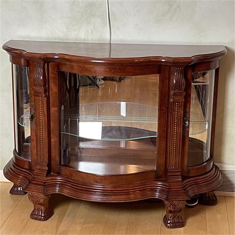 Lighted Bow Front Curio Display Console Cabinet
