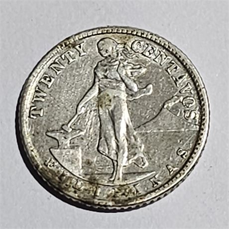 1944 Philippines 20 centavo silver coin
