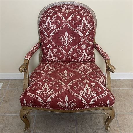 Vintage Lattice Back Upholstered Accent Chair