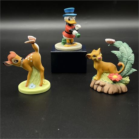 3" Ceramic Disney Bambi, Simba and Uncle Scrooge Figurines