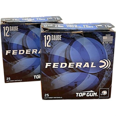 (50) Federal Top Gun 12 Gauge Clay Target Shotshells