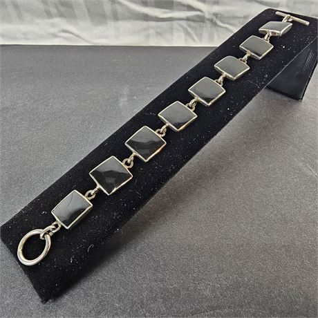 Sterling Silver Bracelet with Black Onyx - 0.6 oz