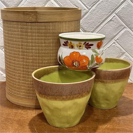 Glazed Ceramic & Handmade Natural Fibre Planters