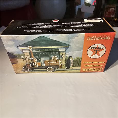 Ertl Collectibles Texaco 1919 GMC Tanker Truck, which is a die-cast metal bank