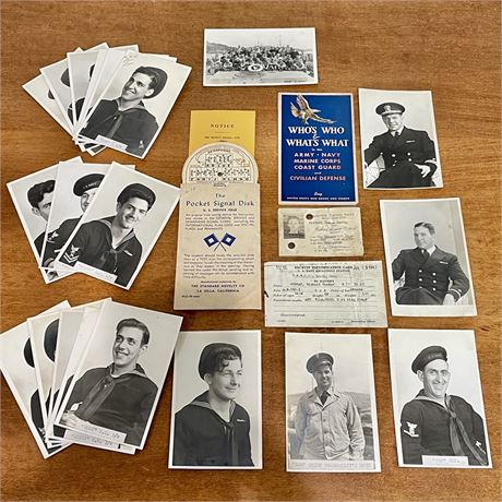 WWII US Navy Photographs, Identification Cards, and More