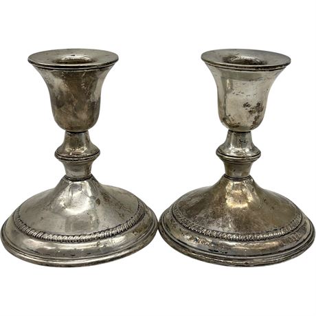 Sterling Silver Cement Filled Weighted Candlestick Holders