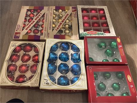7 boxes assorted multicolor ornaments