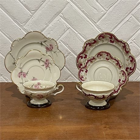 Hutschenreuther Porzellan Teacups w/ Saucers and Bread Plates (Stands Included)