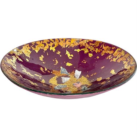 Evans Design Group Encased Gold & Silver Foils Footed Centerpiece Bowl