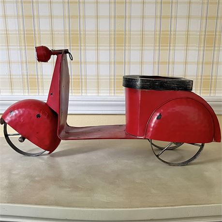 Vtg Metal Scooter Planter - Distressed