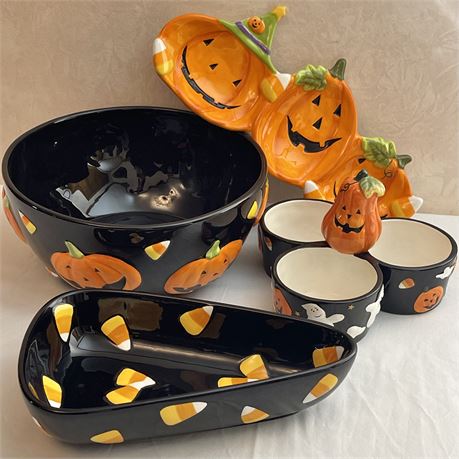 Halloween Pumpkin & Candy Corn Motif Serveware