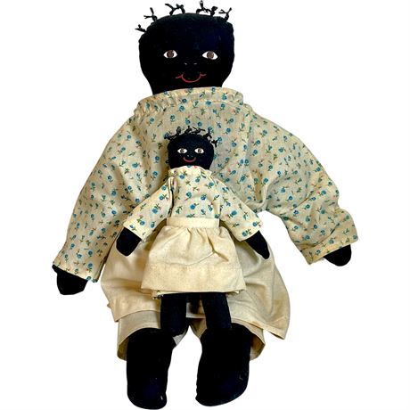 Vtg Black Americana Mammy and Child Rag Dolls