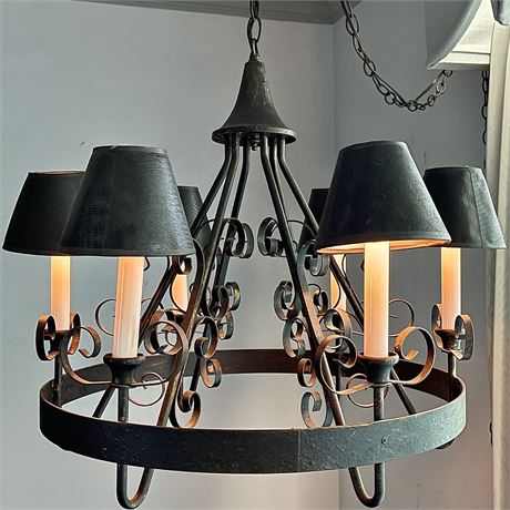 Wrought Iron 6-Light Hanging Chandelier