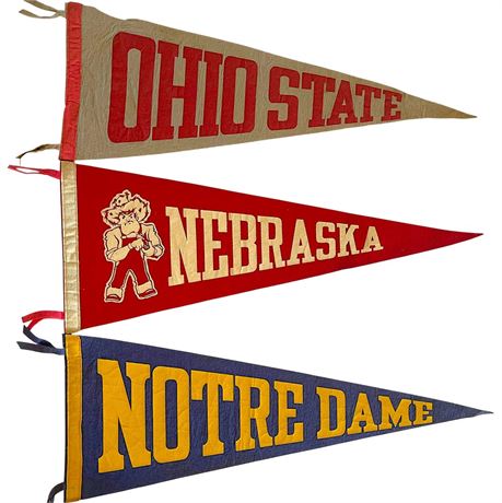 Vtg Ohio State, Nebraska & Notre Dame Football Pennants