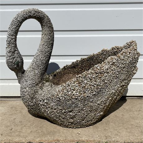 Large Crushed Stone Outdoor Swan Planter