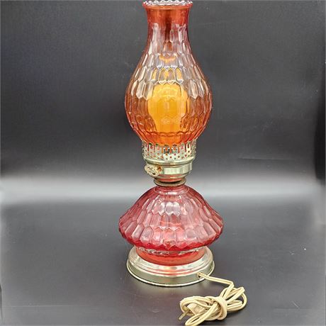 15" Tall Red/Orange Hurricane Lamp