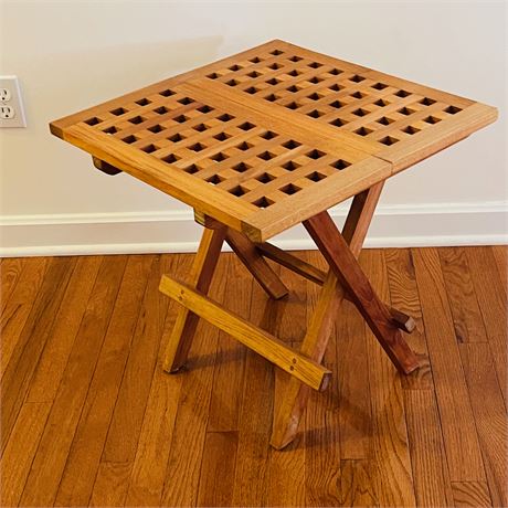 Teak Hatch Grate Folding Small Table