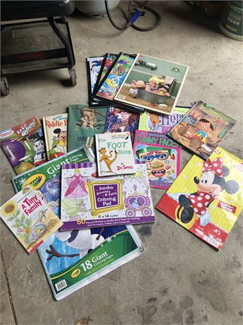 children's books and coloring pads