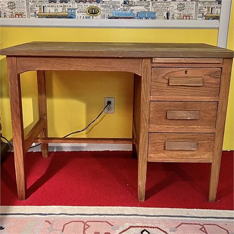 Antique Solid Wood 3-Drawer Writing Desk
