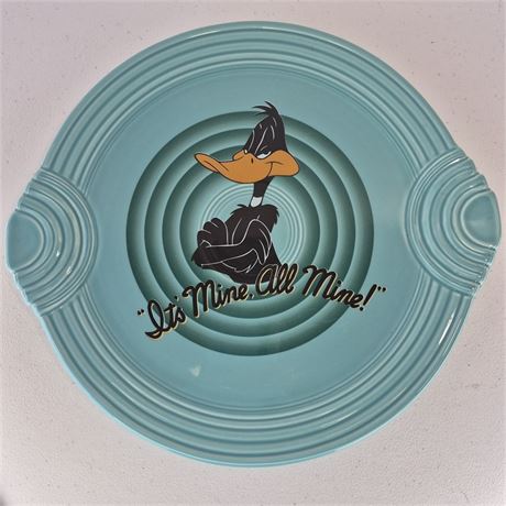 Fiesta Warner Bros Daffy Duck Handled Cake Plate Turquoise Tray Dish