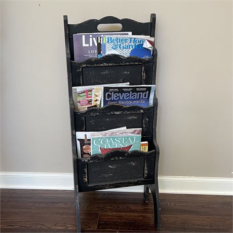 French Country Distressed 3 Tier Magazine Rack
