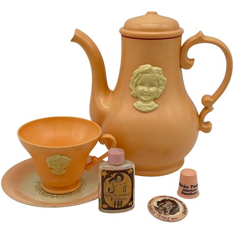 Vtg Shirley Temple Collectables - Teapot, Teacup, Mini Perfume Bottle & More