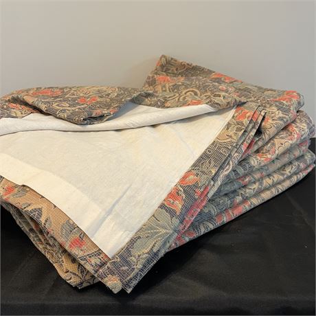(6) Paisley Denim Blue Woven Fabric Curtain Panels