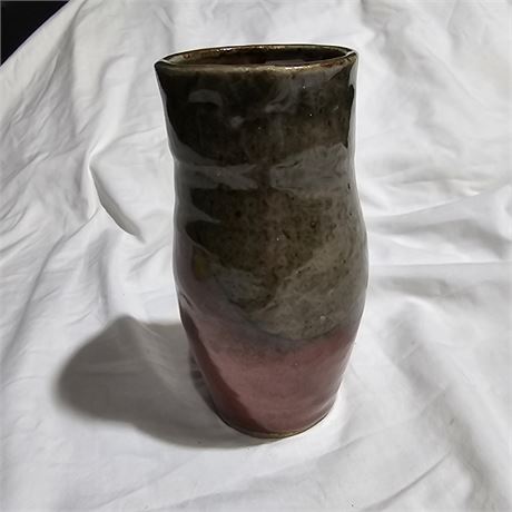 Studio art stoneware  pottery vase with a glazed finish.