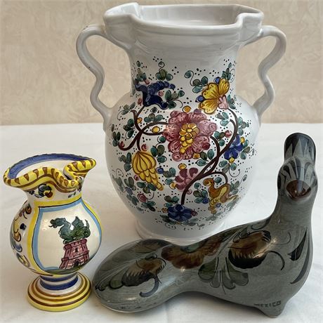 Handpainted Slovenia, Mexican & Italian Pottery Pieces