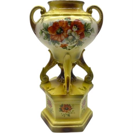 Vtg Czechoslovakian Amphora Footed Porcelain Vase