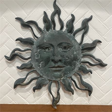Vtg 31" Cast Metal Sunburst Wall Hanging