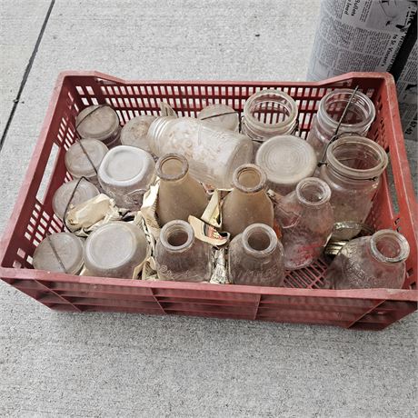 Milk bottles and mason jar collection