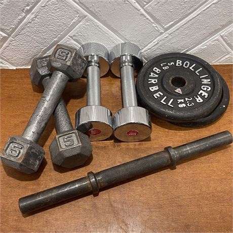 5lb Dumbbells & 5lb Weights with Barbell
