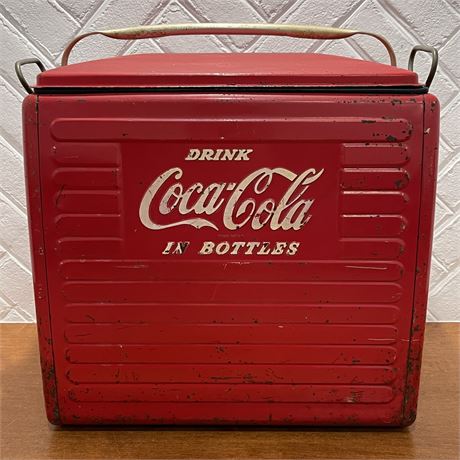 Vintage "Drink Coca-Cola In Bottles" Cooler with Tray, Opener, and Drain