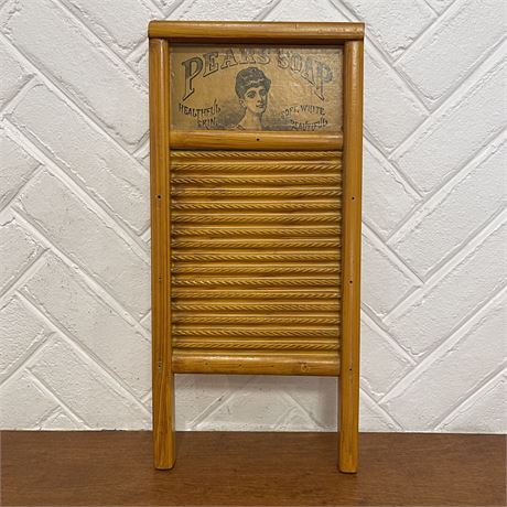 Vintage-Style "Pears' Soap" Advertising Wall Hanging Wooden Washboard