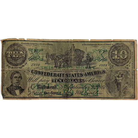 1912 $10 Confederate Bank Note