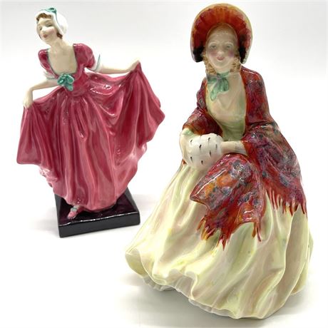 Royal Doulton "Her Ladyslap" HN1977 and "Delight" HN1772 Bone China Figurines