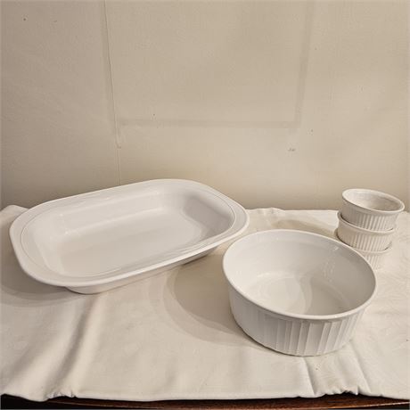 Corningware Serving Dishes~ Platter, Bowl & Dipping Bowls