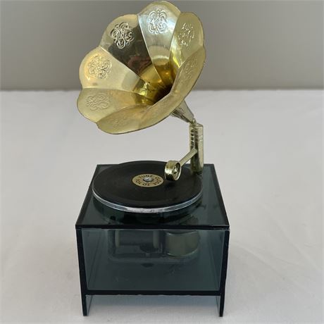Vtg Miniature Gramophone Music Box - Plays "Close To You"