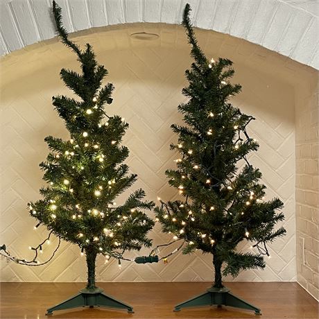 Pair of 48" Lighted Artificial Christmas Trees