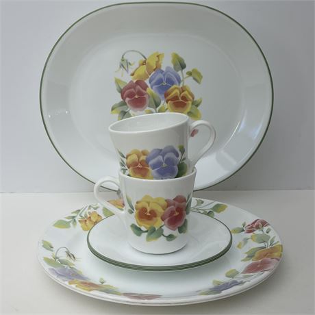 Corelle Corning Ware Summer Blush Serving Tray & Setting for 2 Dinnerware