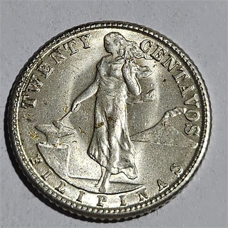 1945 Philippines twenty-centavo coin Silver