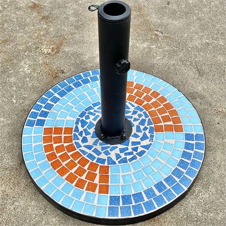 Mosaic Ceramic Tiling Umbrella Base w/ Central Stabilizing Pole Holder