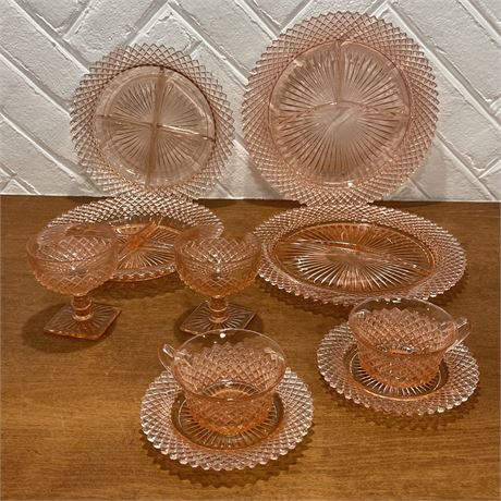 Service for 2 Anchor Hocking "Miss America" Pink Depression Glass Dinnerware