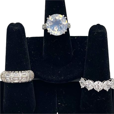 925 Sterling Silver Gemstone Accented Rings - Sizes 7.75 and 8