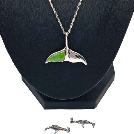 925 Sterling Silver Whale Tail Pendant Necklace & Whale Pendants